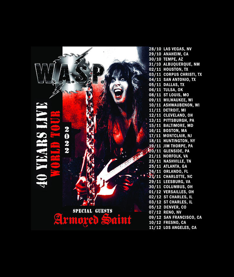 Poster Wasp 40 Years Live World North America Tour 2022 Lj55 Digital