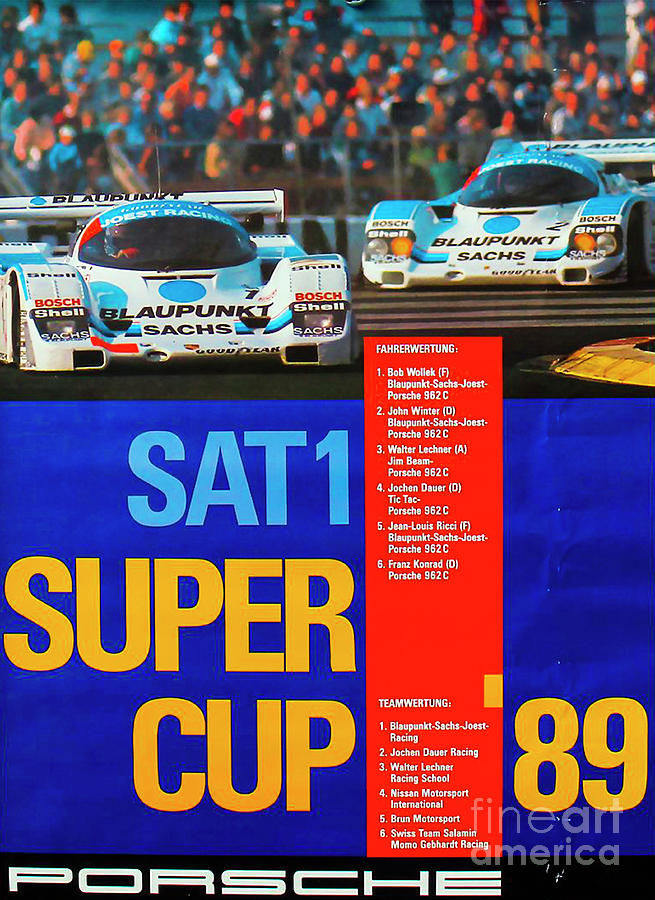 Poster Winner Sat Supercup 1989 Porsche 962 C Mixed Media By Vladyslav