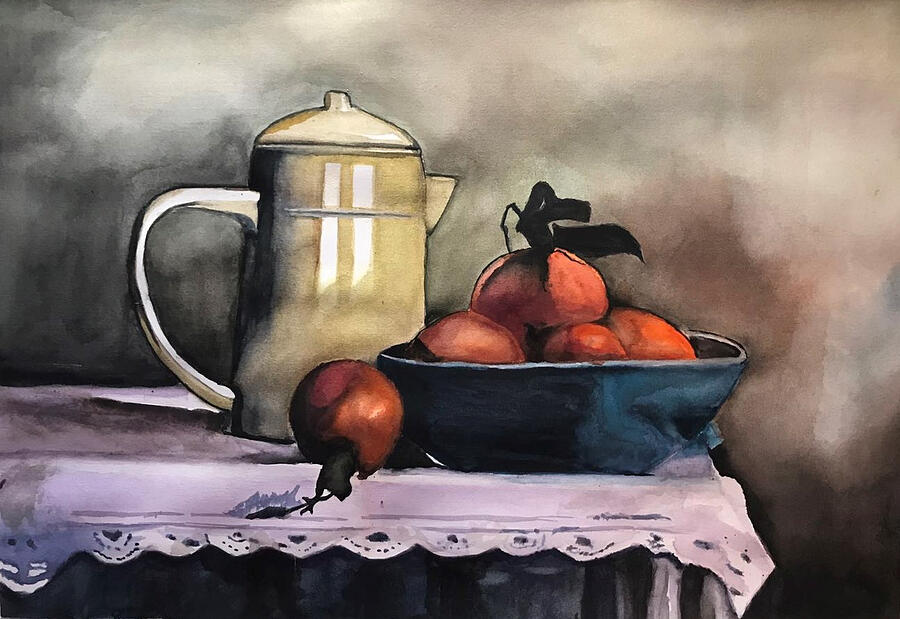 Still Life Painting - Pot and friut by Vincent Yu