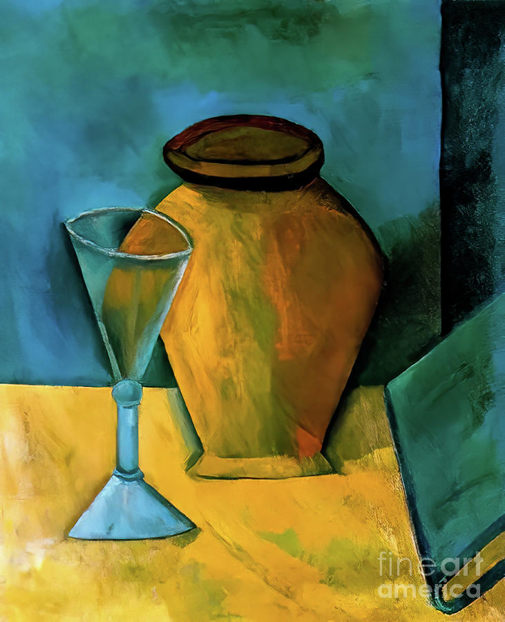 Pot Glass and Book by Pablo Picasso 1908 Painting by Pablo Picasso