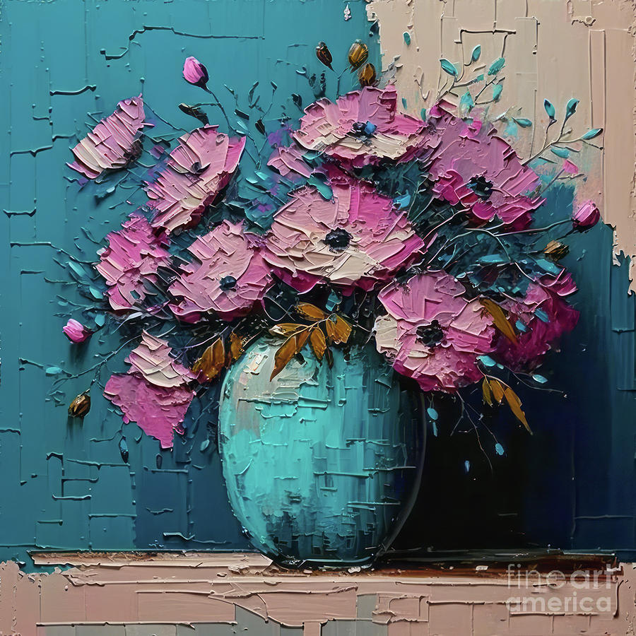 Pot of Pink Tranquility  Painting by Glenn Robins