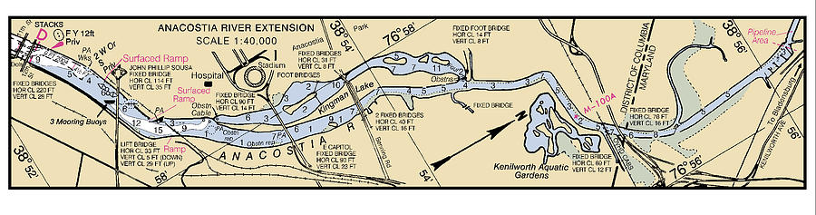 Potomac River District of Columbia, Anacostia River Extension, NOAA Chart 12285_13 Digital Art by Nautical Chartworks
