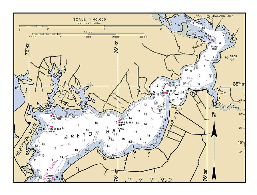 Potomac River District of Columbia, Breton Bay,  NOAA Chart 12285_7 Digital Art by Nautical Chartworks
