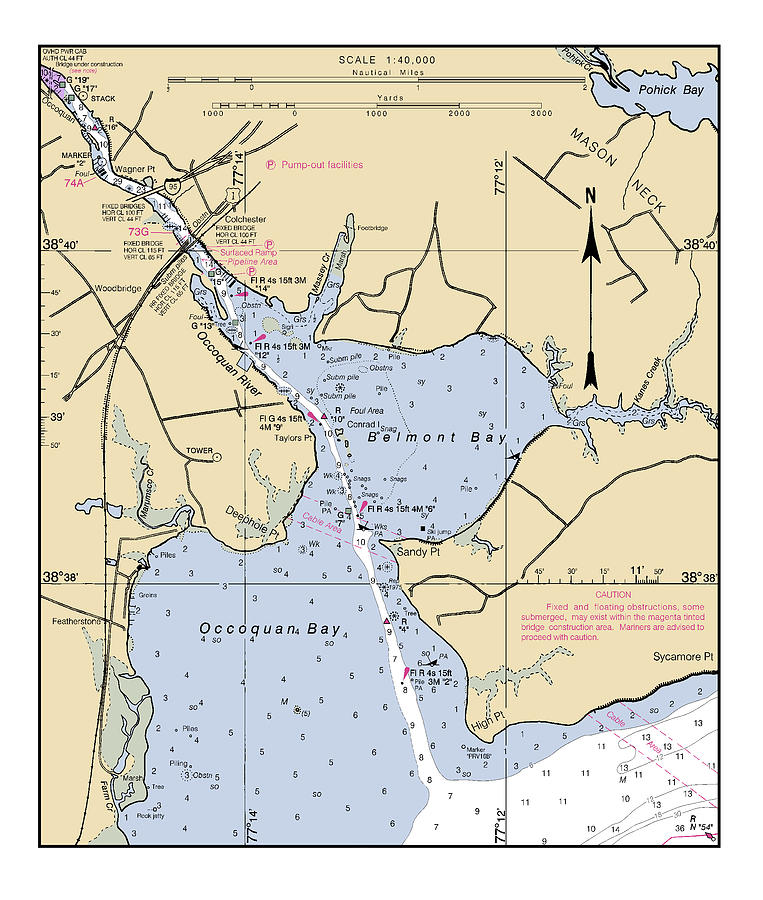 Potomac River District of Columbia, Occoquan Bay, NOAA Chart 12285_16 Digital Art by Nautical Chartworks