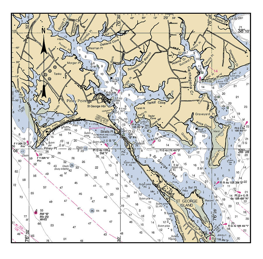 Potomac River District of Columbia, Piney Point, NOAA Chart 12285_4 Digital Art by Nautical Chartworks