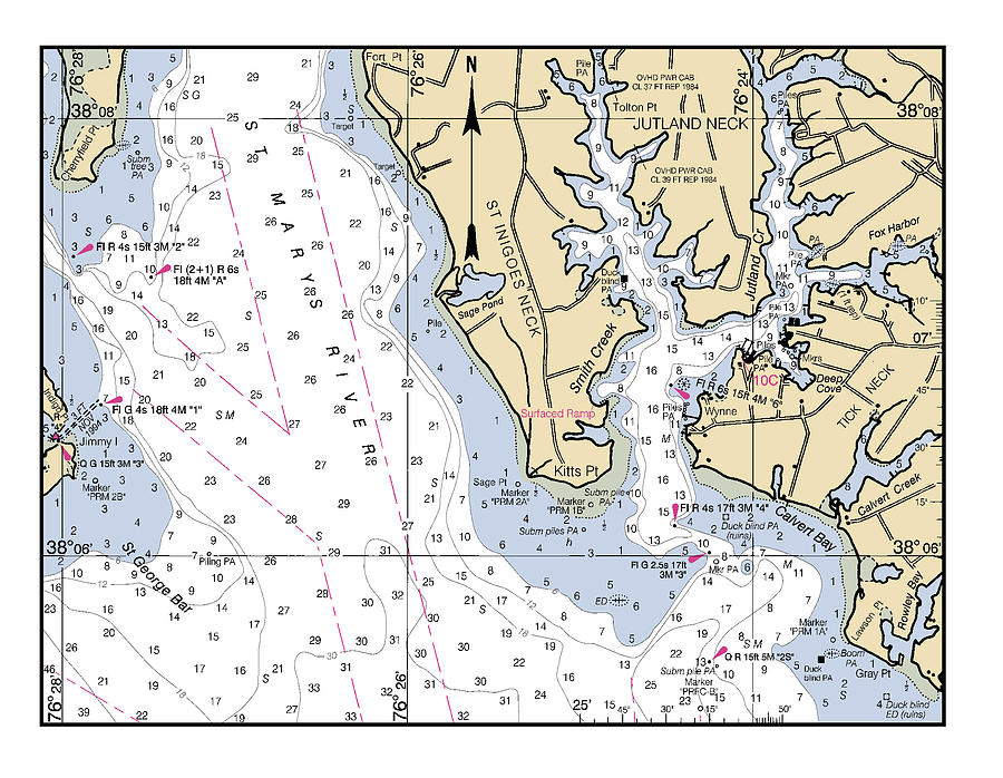 Potomac River District of Columbia, St Marys River,  NOAA Chart 12285_3 Digital Art by Nautical Chartworks