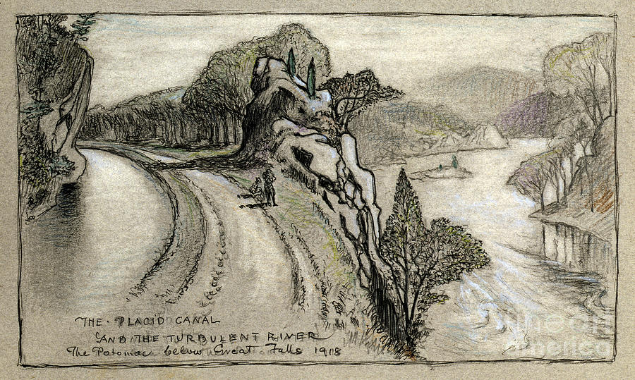 Potomac River, Virginia, 1918 Drawing by Robert Latou Dickinson