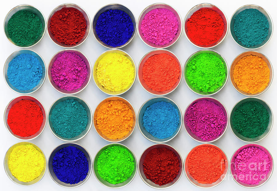Pots of Colourful Indian Powder Photograph by Tim Gainey