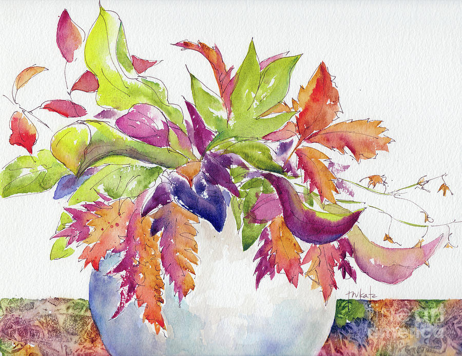 Potted Fall Foliage Painting by Pat Katz