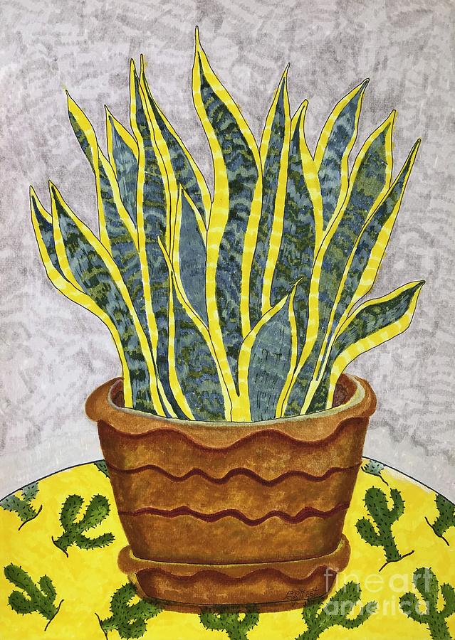Snake Plant Drawing - Potted Mother In Law Tongue by Caroline Street