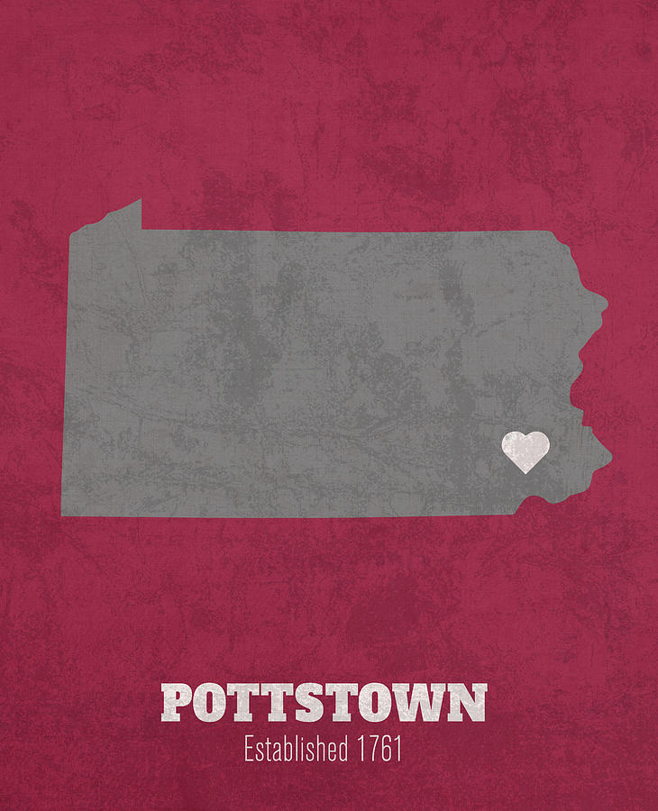 Pottstown Pennsylvania City Map Founded 1761 Temple University Color 