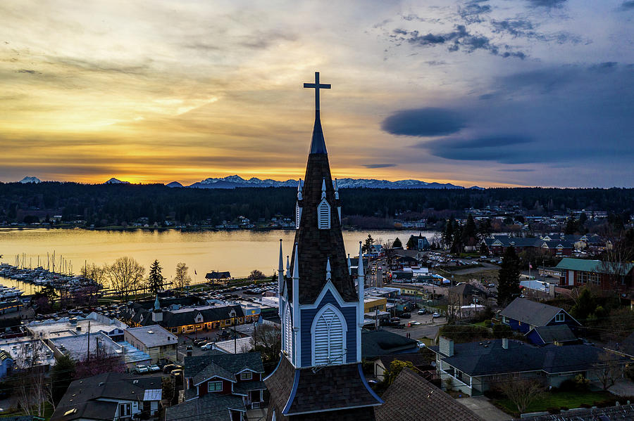 Architecture Photograph - Poulsbo Steeple by Clinton Ward