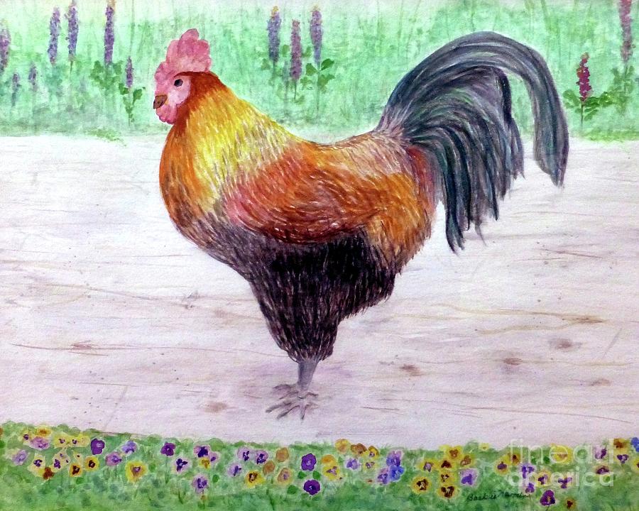 Poultry and Pansies Painting by Barbie Corbett-Newmin