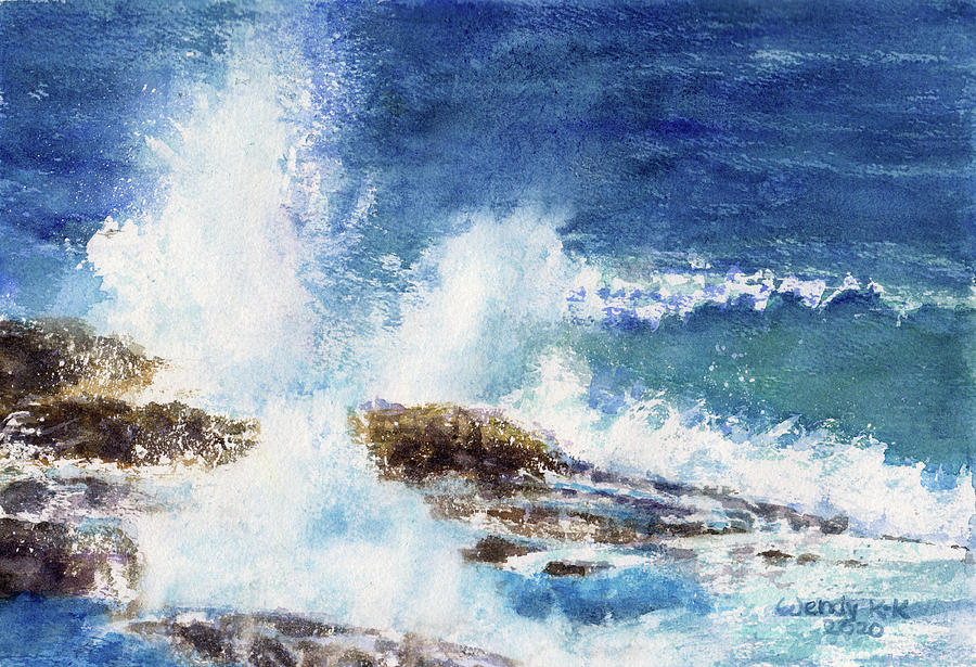 Pounding Surf Painting by Wendy Keeney-Kennicutt