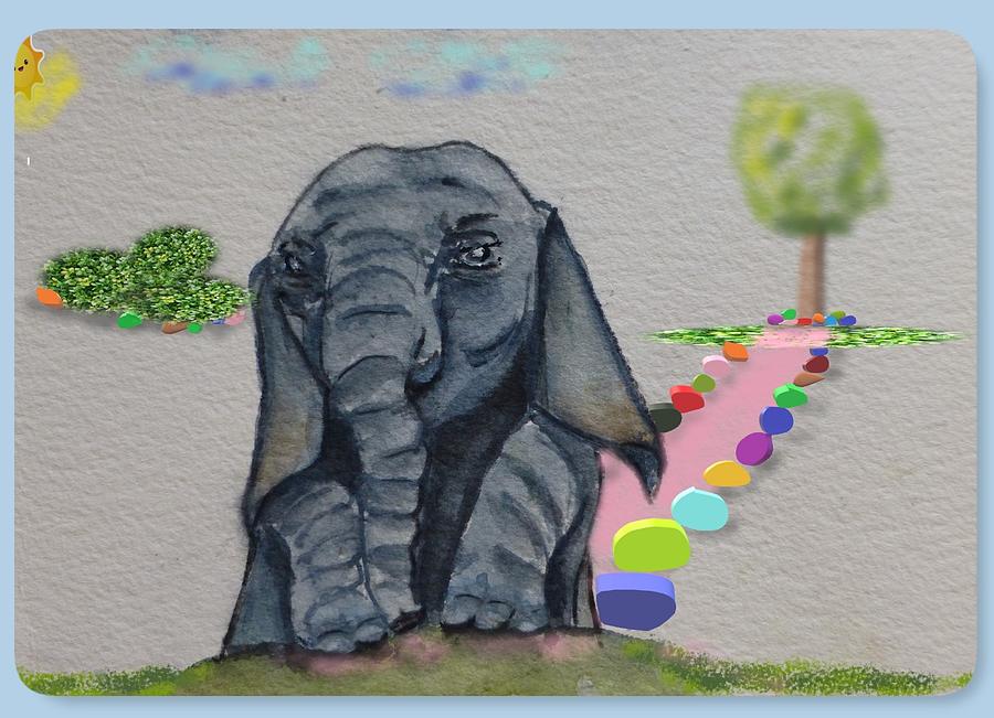 Pouting Elephant Painting by Kelly Mills