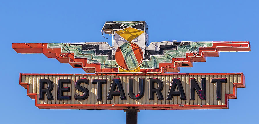 Pow Wow Restaurant Neon Sign - Tucumcari Photograph by Susan Rissi Tregoning