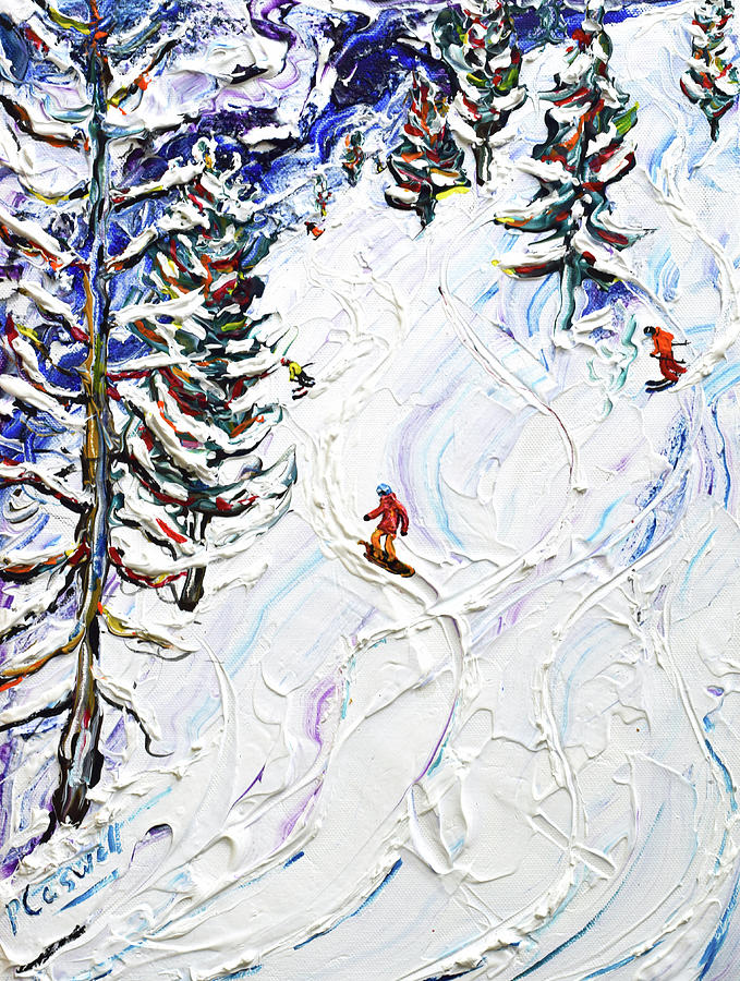 Powder at Les Arcs Ski Print Painting by Pete Caswell