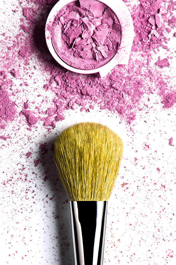 Powder makeup and makeup brush Photograph by David Crockett