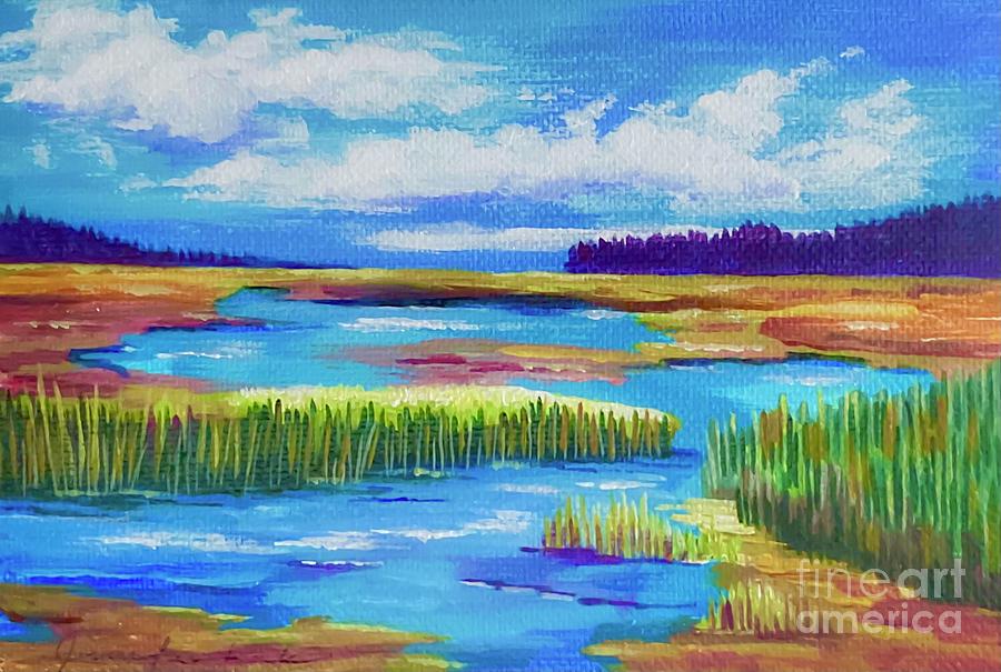 Lake Painting - Powder River Late Summer by Jennifer Lake
