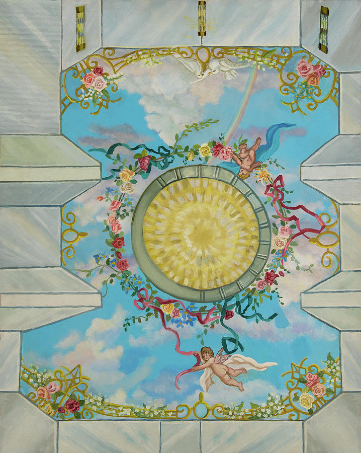 Powder Room Ceiling Painting by Bonnie Siracusa