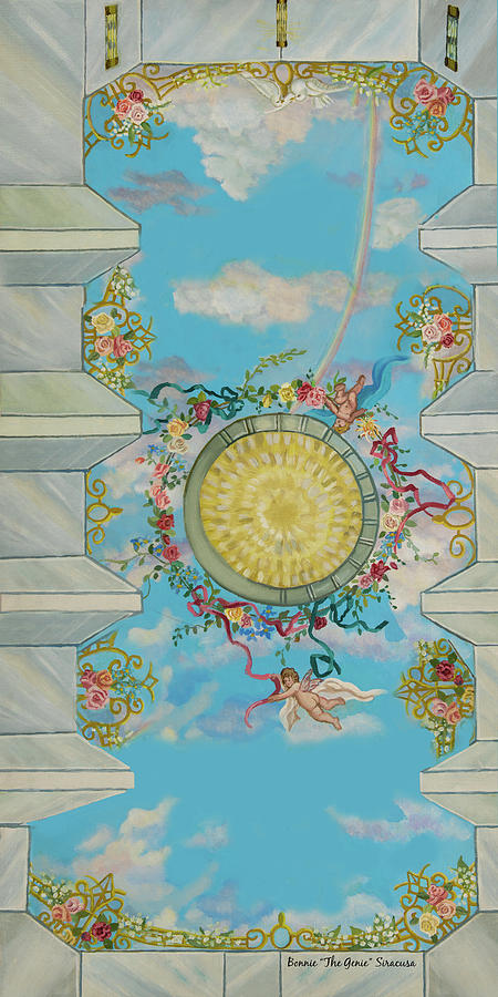 Powder Room Ceiling Towel Version Painting by Bonnie Siracusa