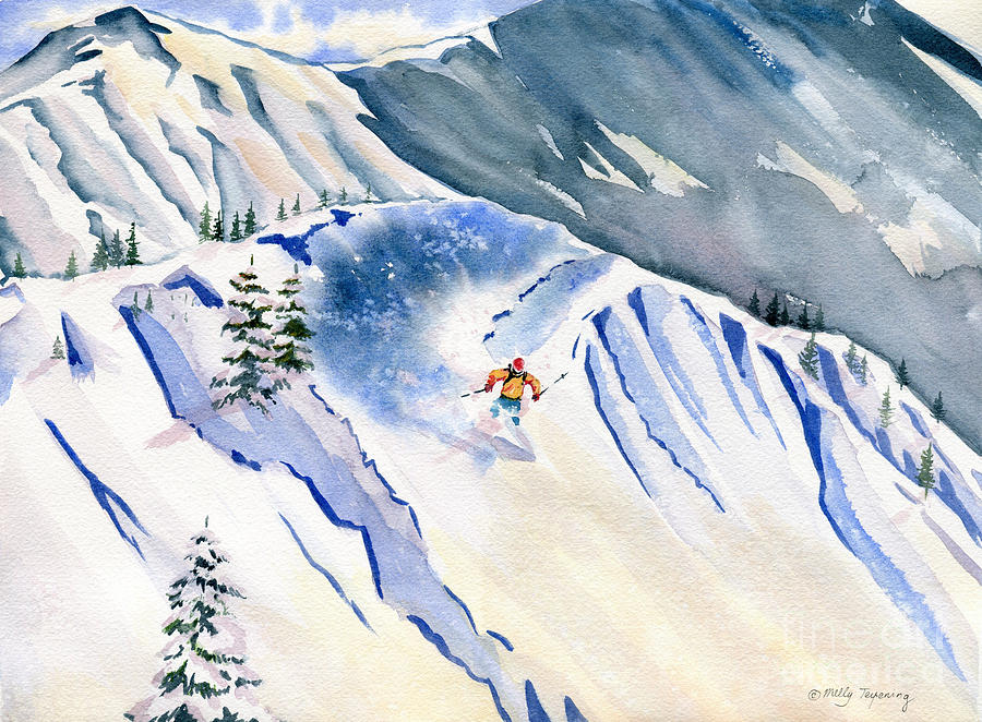 Powder Skiing 2 Painting by Melly Terpening