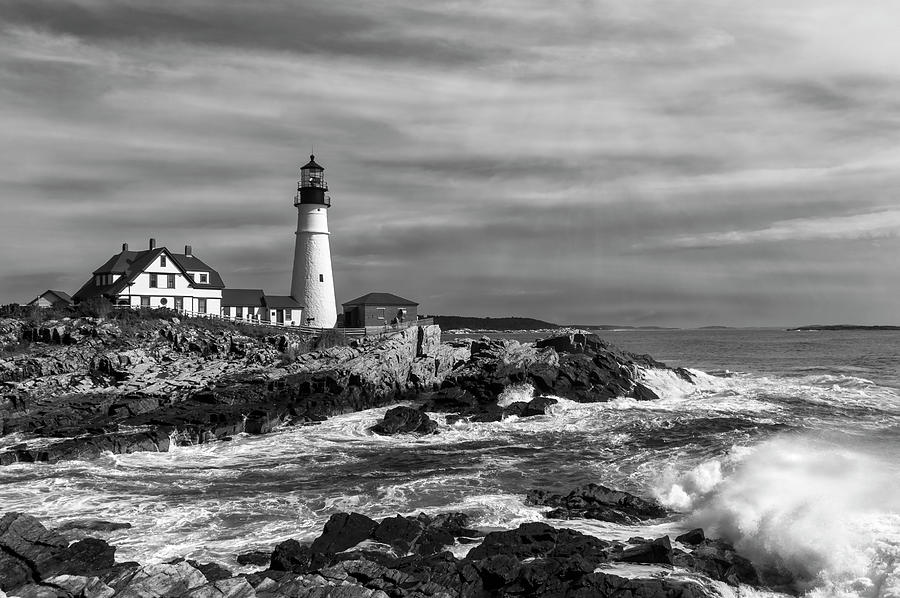 Power and Drama at Portland Head Light Photograph by Paul Mangold