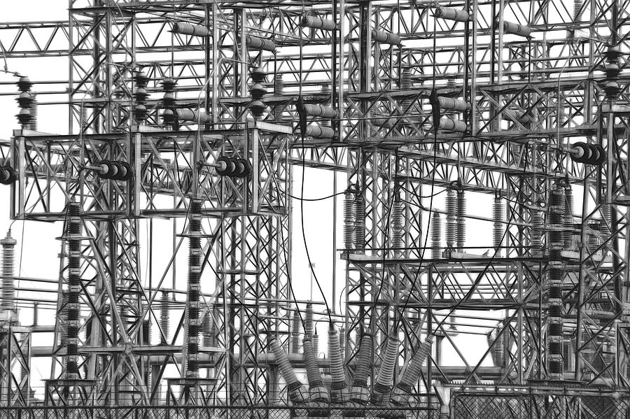 Black And White Photograph - Power Grid In Black And White by Ann Powell
