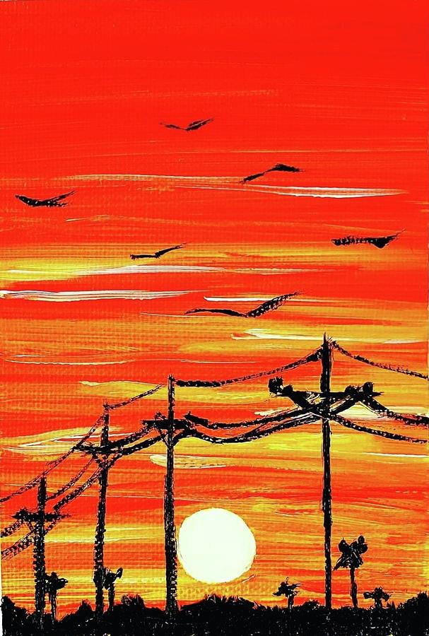 Power Lines Painting by Amy Kuenzie