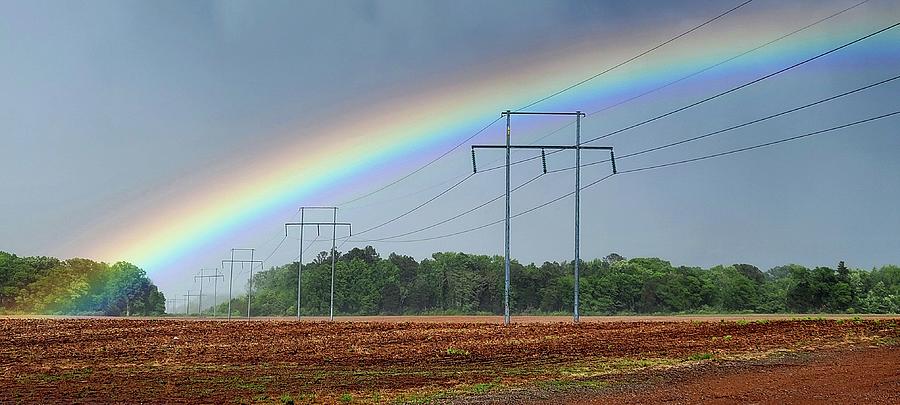 Power Lines and Rainbow  Photograph by Ally White