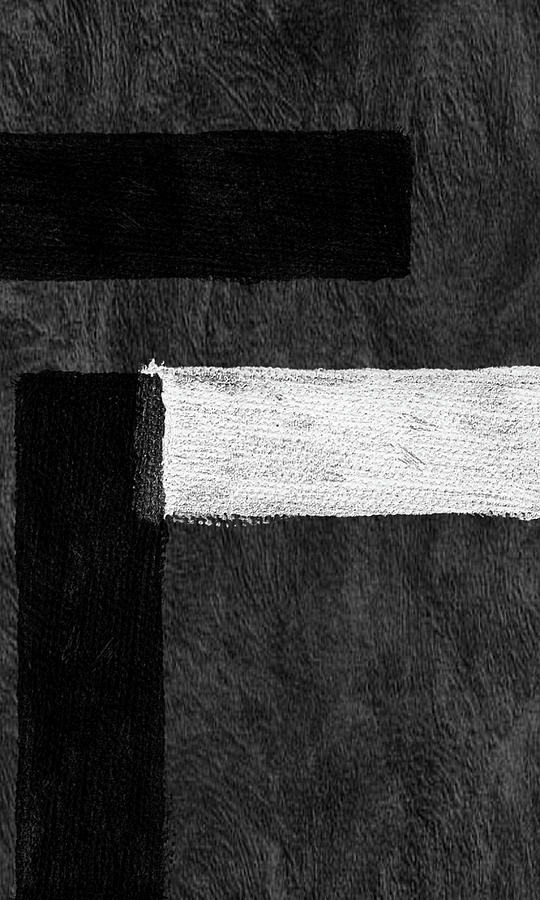 Power of Black No. 8 - Minimalist Black and White Art Painting by Lourry Legarde