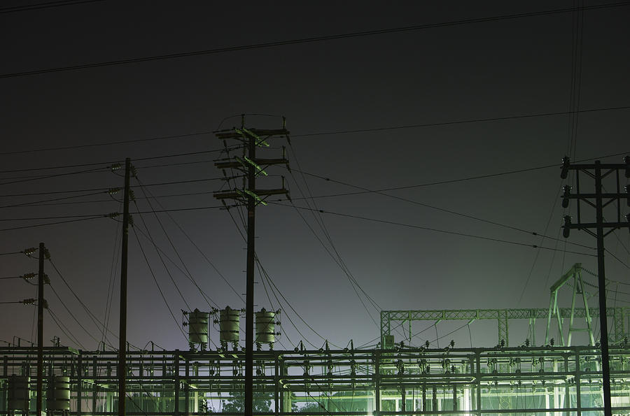 Power substation at night Photograph by Paul Taylor