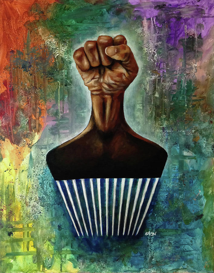 Power To The Afro Pick Painting by Art of Ka-Son