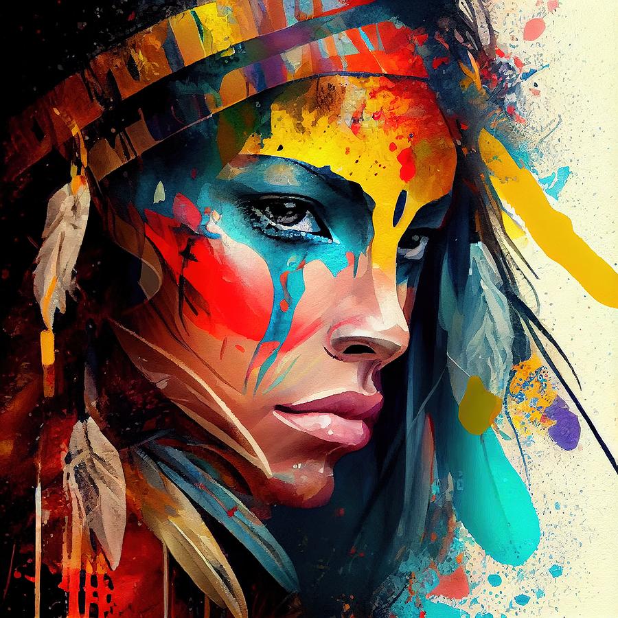 Powerful American Native Woman #5 Digital Art by Chromatic Fusion ...