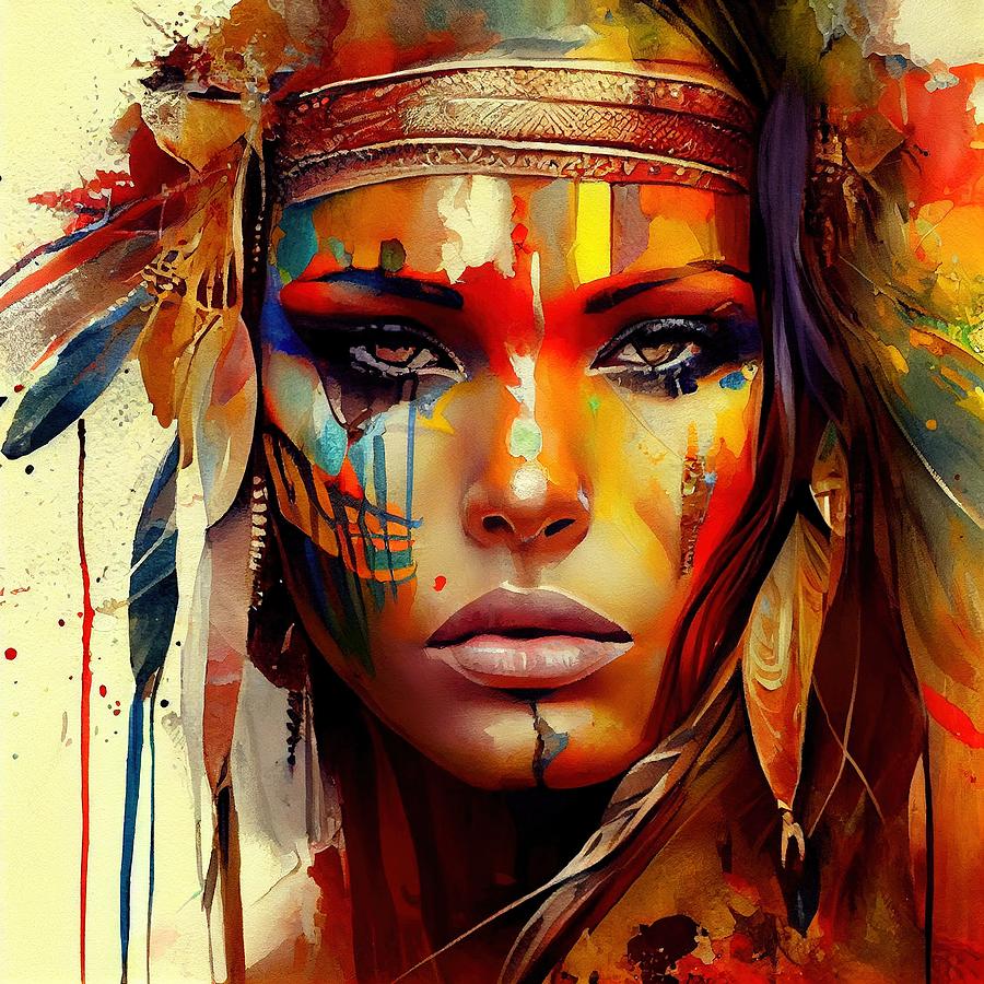 Powerful American Native Woman #6 Digital Art by Chromatic Fusion ...