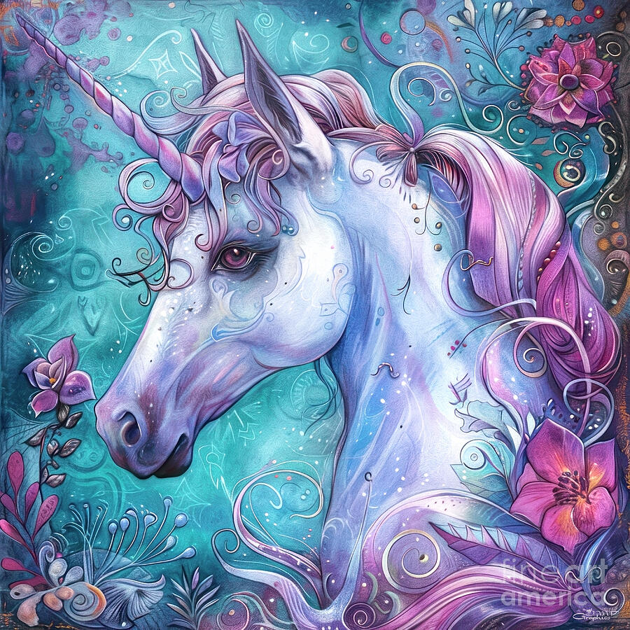 Powerful Unicorn Digital Art by Jutta Maria Pusl