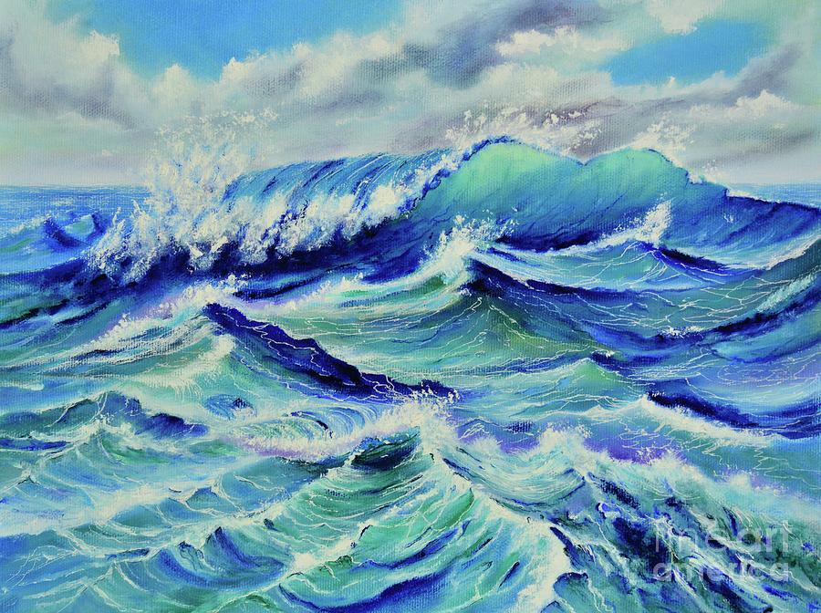 Powerful Waves Painting by Mary Scott