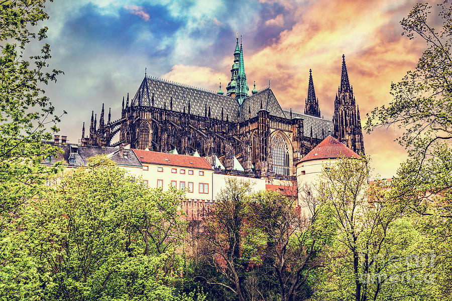 Prague Castle with St. Vitus Cathedral, Hradcany, Czech Republic Photograph by Michal Bednarek