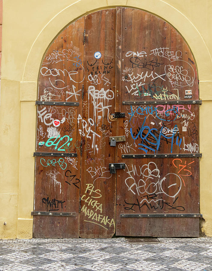 Prague Graffiti Door Photograph by Jean Noren