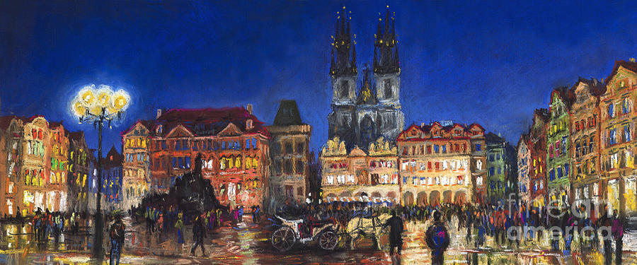 Architecture Painting - Prague Old Town Square Night Light by Yuriy Shevchuk