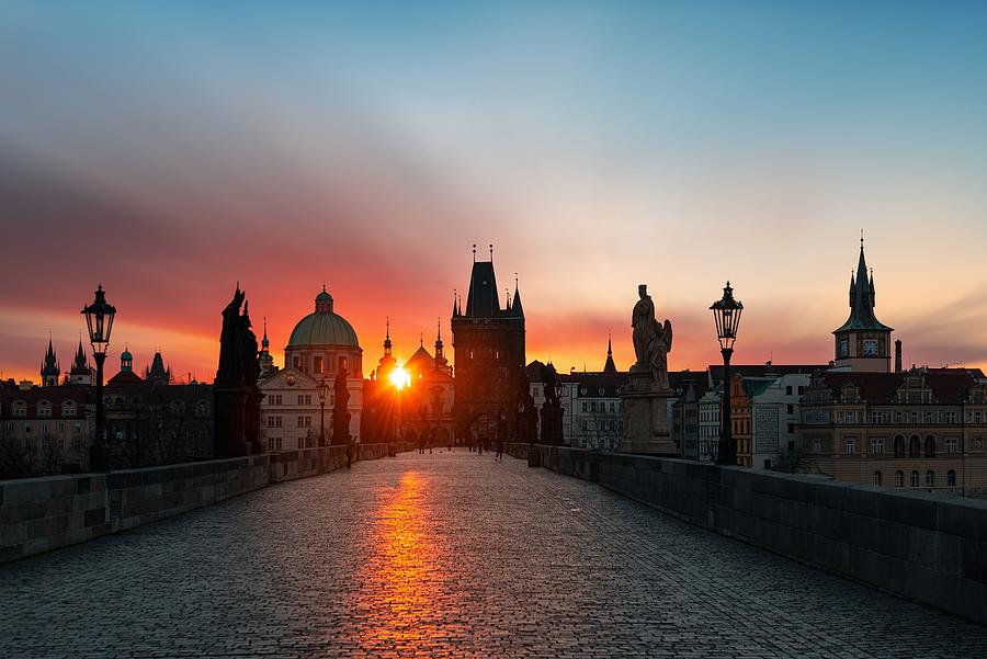 Prague skyline sunrise Photograph by Songquan Deng