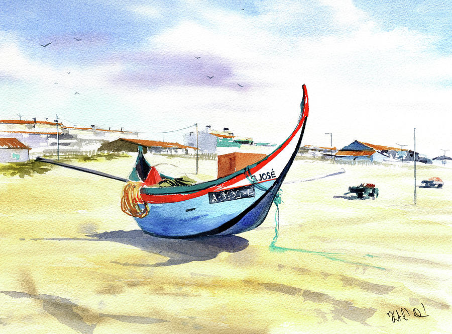 Praia De Mira Portugal Painting Painting by Dora Hathazi Mendes