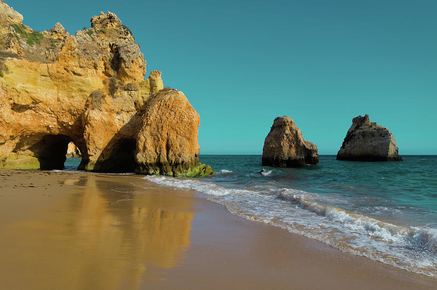 Praia dos Tres Irmaos scene in Algarve, Portugal Photograph by Angelo DeVal