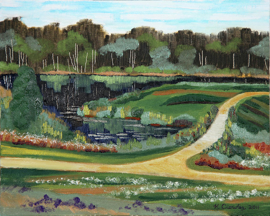 Prairie Oaks Path Painting by Katherine Crowley