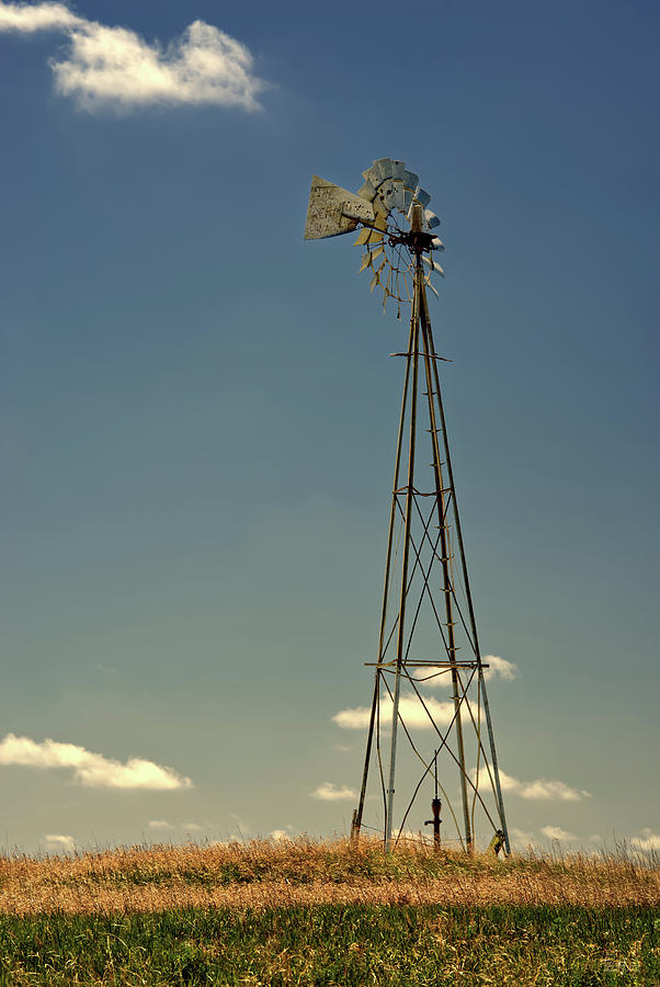 Prairie Pumper - Aeromotor Windmill on the ND prairie  Photograph by Peter Herman