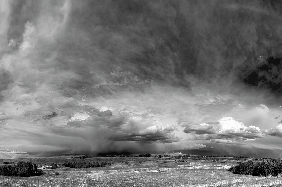 Spring Photograph - Prairie Storm in Black and White by Phil And Karen Rispin