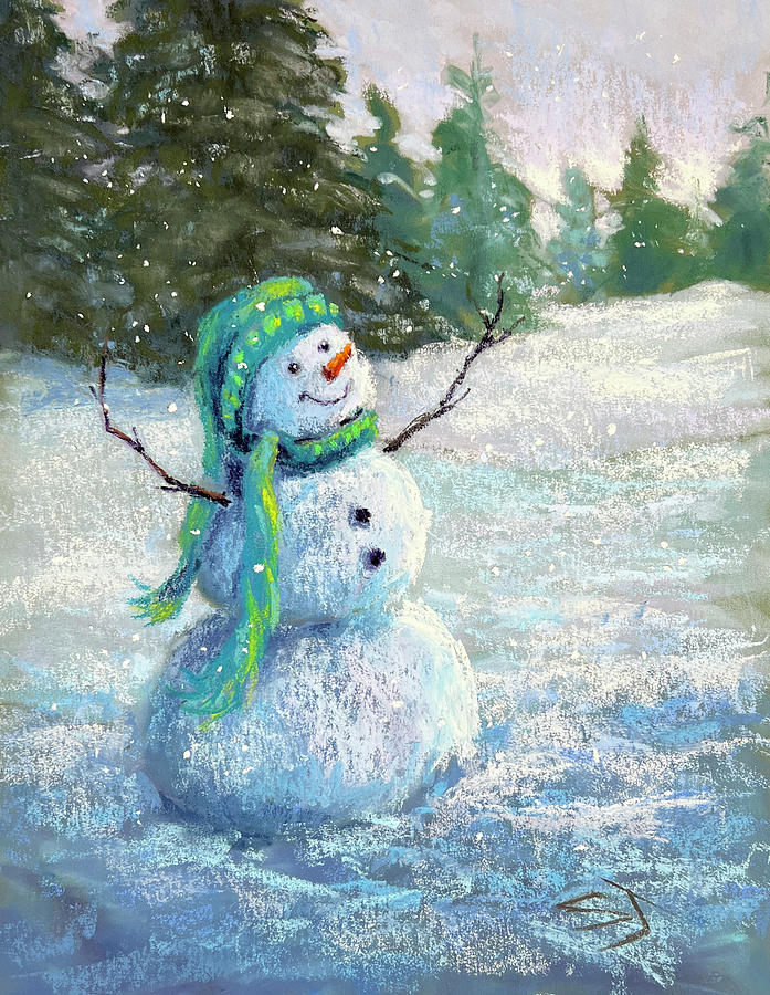Praising Snowman Painting by Susan Jenkins