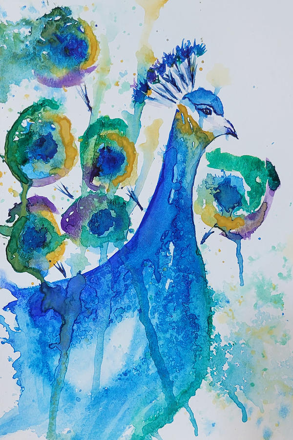Prancing Peacock Painting by Bonny Puckett