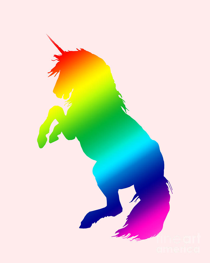 Unicorn Digital Art - Prancing rainbow unicorn by Madame Memento
