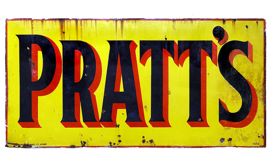 Pratts, Vintage Enamel Sign Mixed Media